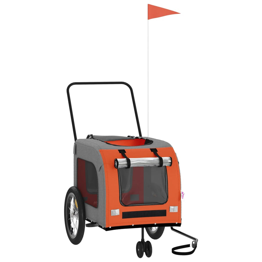 Hondenfietstrailer oxford stof en ijzer oranje en grijs 63 x 121 x 65 cm orange