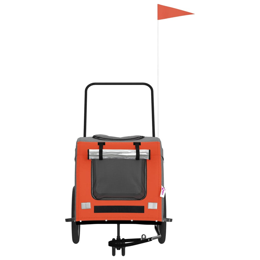 Hondenfietstrailer oxford stof en ijzer oranje en grijs 63 x 121 x 65 cm orange