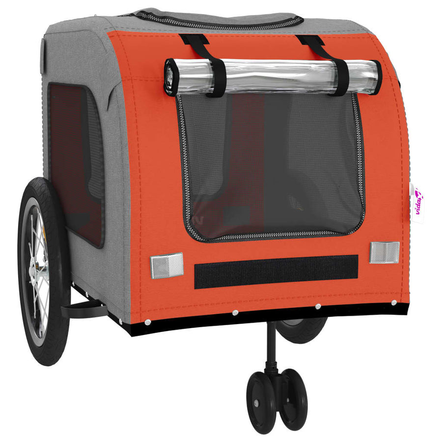 Hondenfietstrailer oxford stof en ijzer oranje en grijs 63 x 121 x 65 cm orange