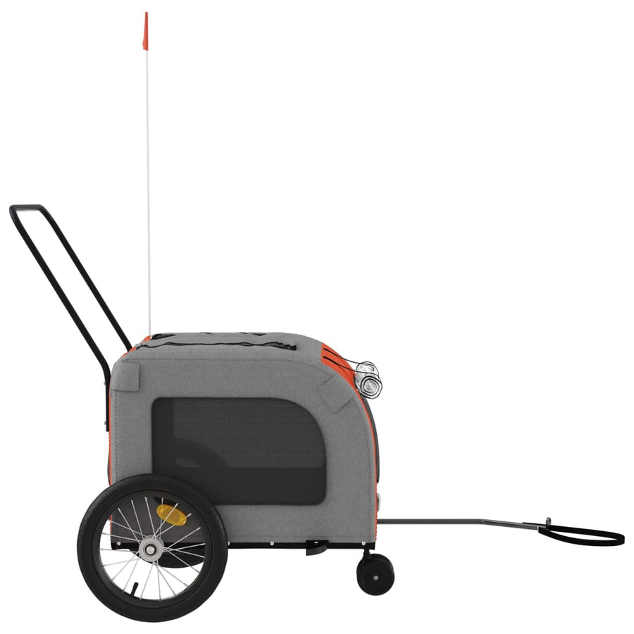 Hondenfietstrailer oxford stof en ijzer oranje en grijs 63 x 121 x 65 cm orange