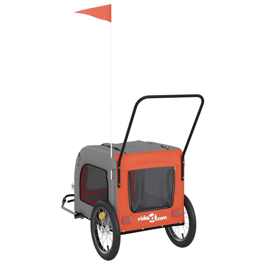 Hondenfietstrailer oxford stof en ijzer oranje en grijs 63 x 121 x 65 cm orange