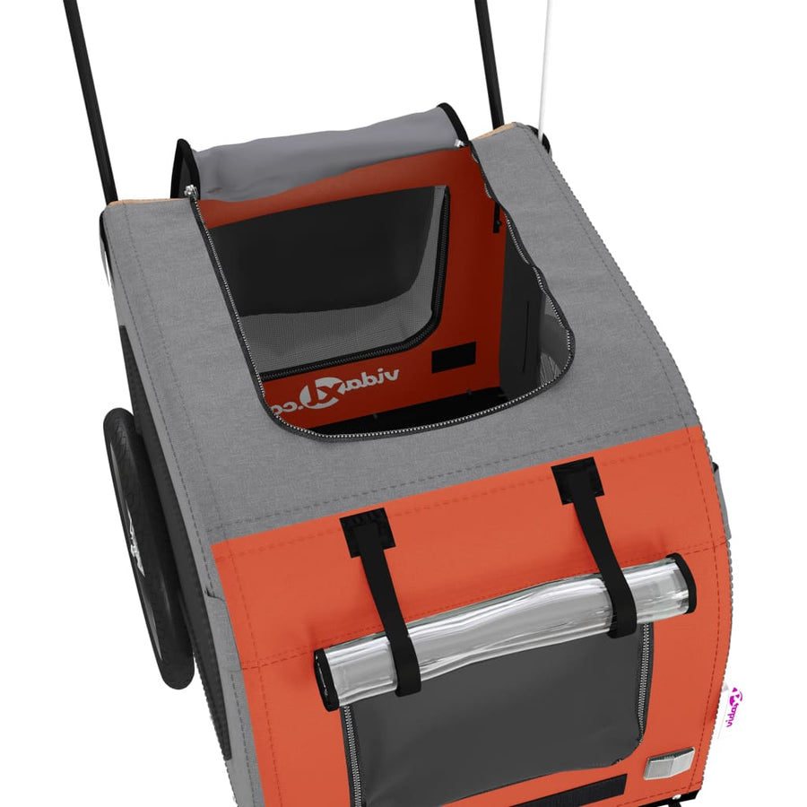 Hondenfietstrailer oxford stof en ijzer oranje en grijs 63 x 121 x 65 cm orange