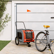Hondenfietstrailer 63x121x65 cm oranje grijs