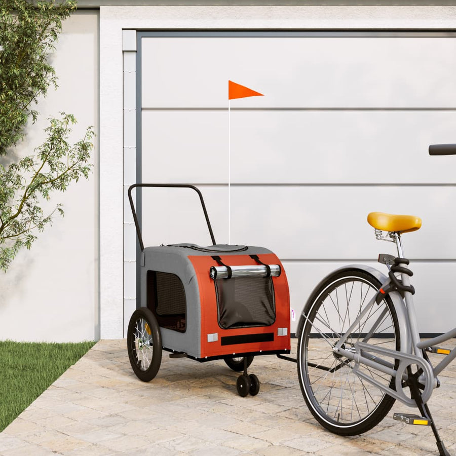 Hondenfietstrailer oxford stof en ijzer oranje en grijs 63 x 121 x 65 cm orange