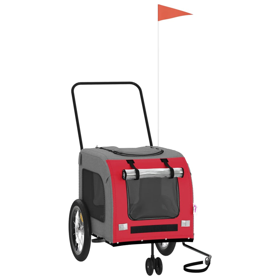 Hondenfietstrailer oxford stof en ijzer rood en grijs 63 x 121 x 65 cm Rood