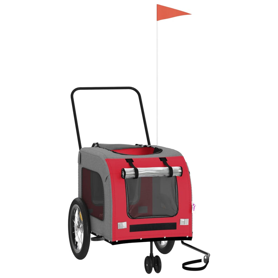 Hondenfietstrailer oxford stof en ijzer rood en grijs 63 x 121 x 65 cm Rood