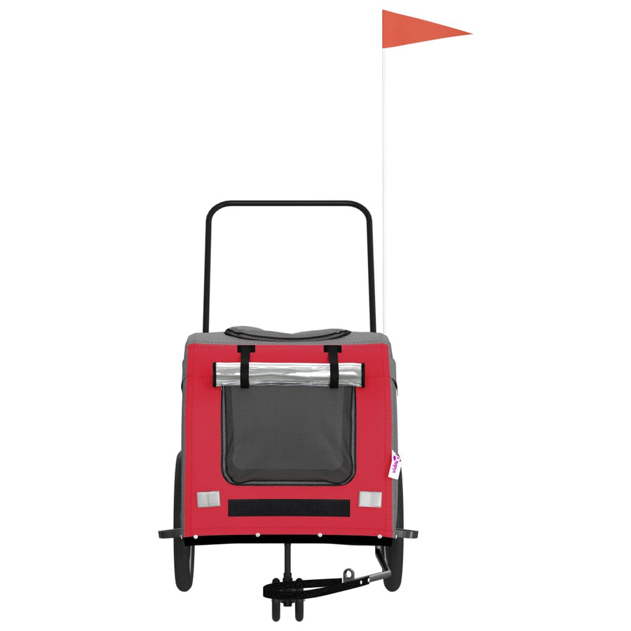 Hondenfietstrailer oxford stof en ijzer rood en grijs 63 x 121 x 65 cm Rood