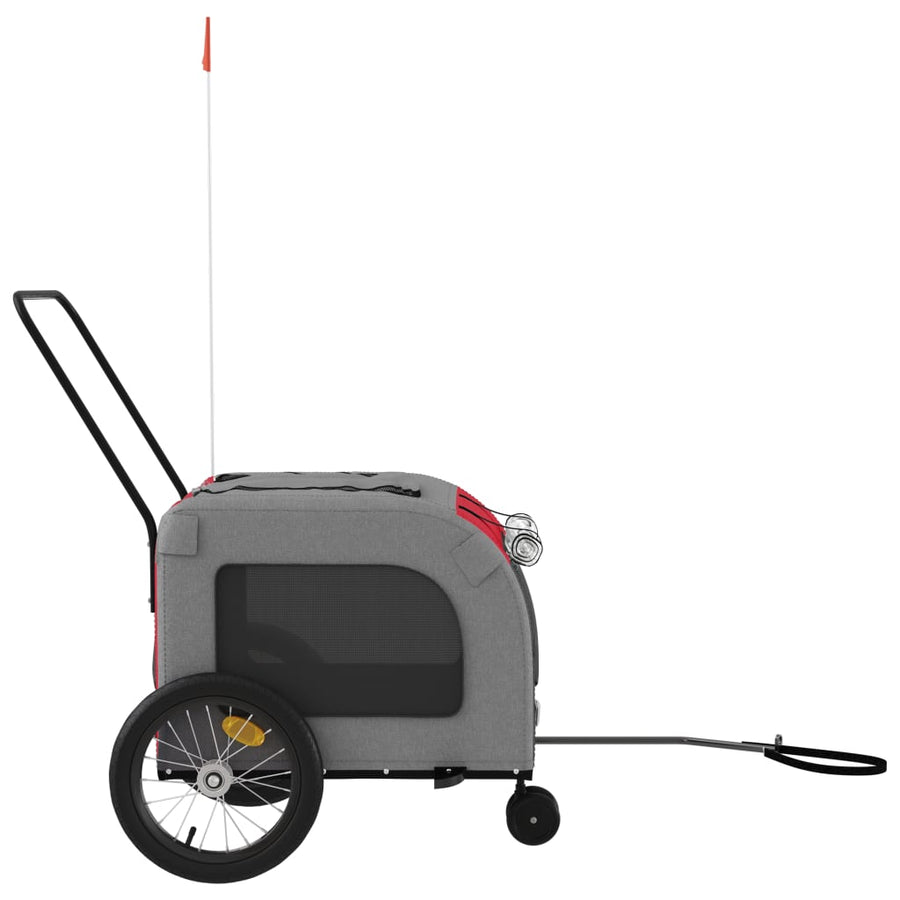 Hondenfietstrailer oxford stof en ijzer rood en grijs 63 x 121 x 65 cm Rood