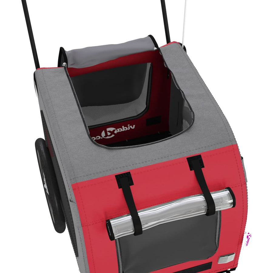 Hondenfietstrailer oxford stof en ijzer rood en grijs 63 x 121 x 65 cm Rood