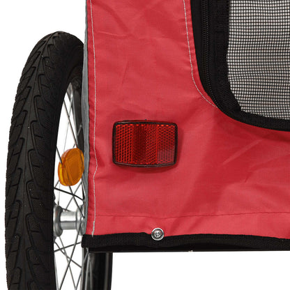 Hondenfietstrailer oxford stof en ijzer rood en grijs 63 x 121 x 65 cm Rood