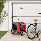 Hondenfietstrailer 63x121x65 cm rood grijs