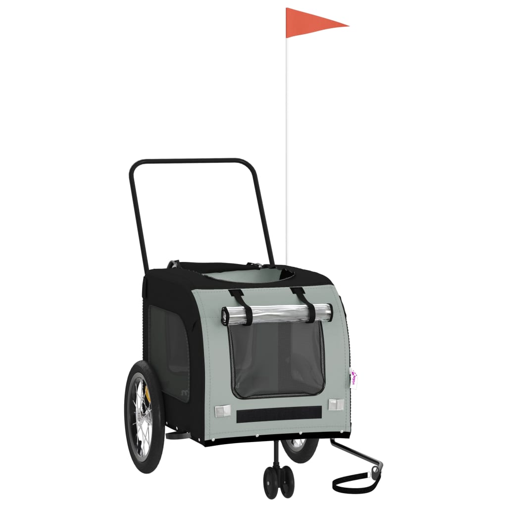 Hondenfietstrailer oxford stof en ijzer zwart en grijs 63 x 121 x 65 cm Zwart en grijs