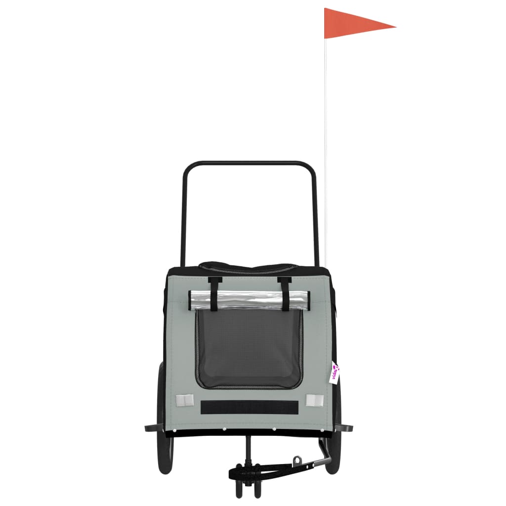 Hondenfietstrailer oxford stof en ijzer zwart en grijs 63 x 121 x 65 cm Zwart en grijs