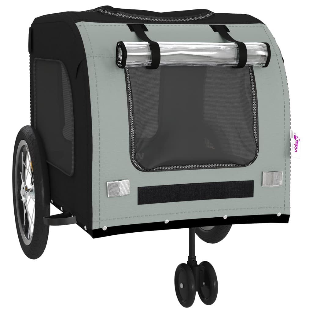 Hondenfietstrailer oxford stof en ijzer zwart en grijs 63 x 121 x 65 cm Zwart en grijs