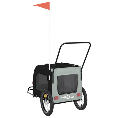 Hondenfietstrailer oxford stof en ijzer zwart en grijs 63 x 121 x 65 cm Zwart en grijs