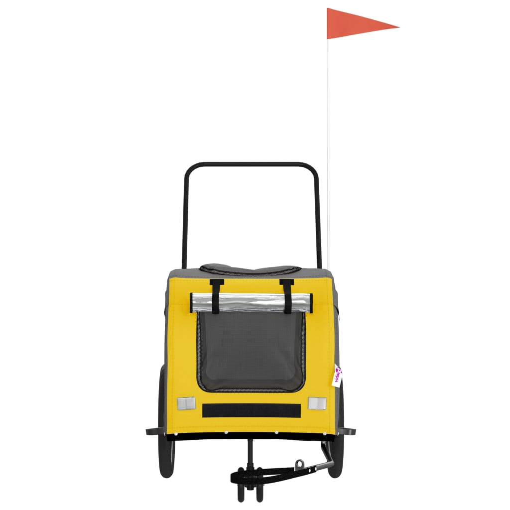 Hondenfietstrailer oxford stof en ijzer geel en grijs 63 x 121 x 65 cm Geel