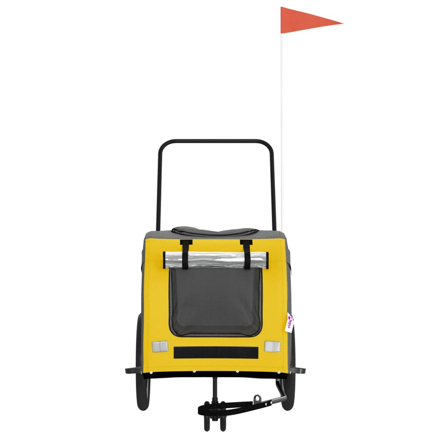 Hondenfietstrailer oxford stof en ijzer geel en grijs 63 x 121 x 65 cm Geel