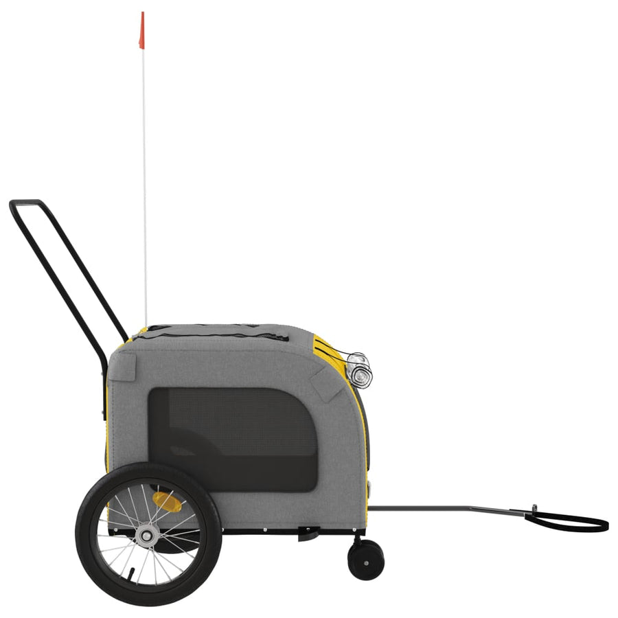 Hondenfietstrailer oxford stof en ijzer geel en grijs 63 x 121 x 65 cm Geel
