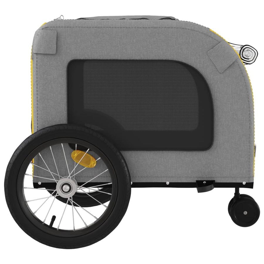 Hondenfietstrailer oxford stof en ijzer geel en grijs 63 x 121 x 65 cm Geel