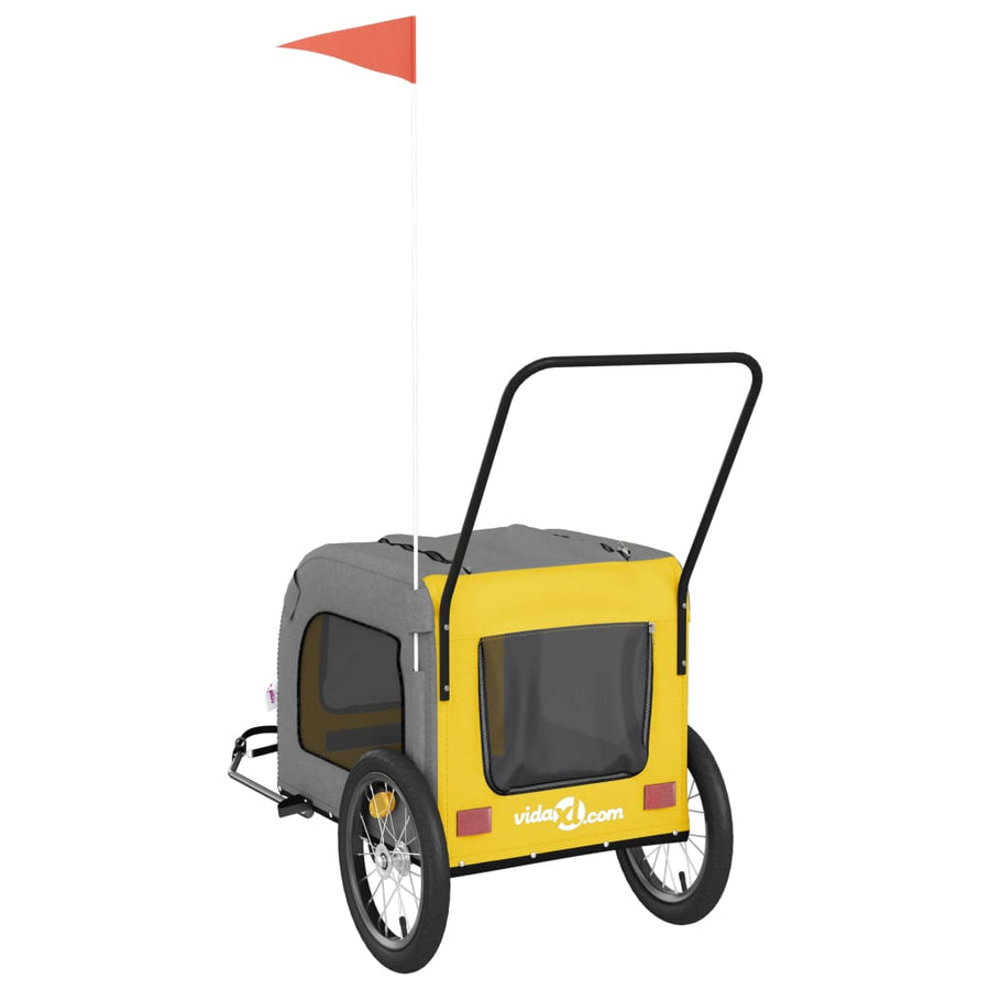 Hondenfietstrailer oxford stof en ijzer geel en grijs 63 x 121 x 65 cm Geel