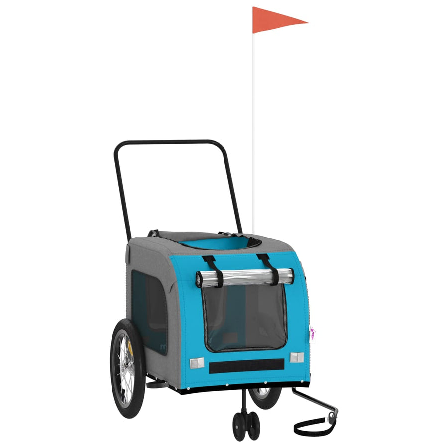 Hondenfietstrailer oxford stof en ijzer blauw en grijs 63 x 121 x 65 cm Blauw