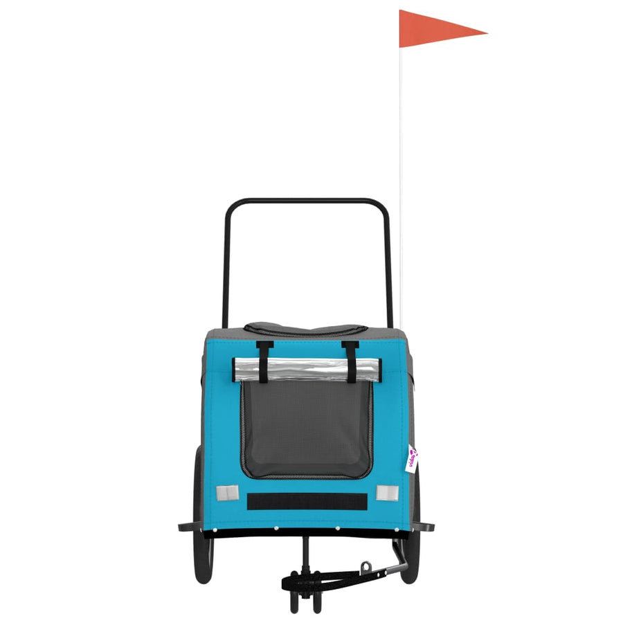 Hondenfietstrailer oxford stof en ijzer blauw en grijs 63 x 121 x 65 cm Blauw