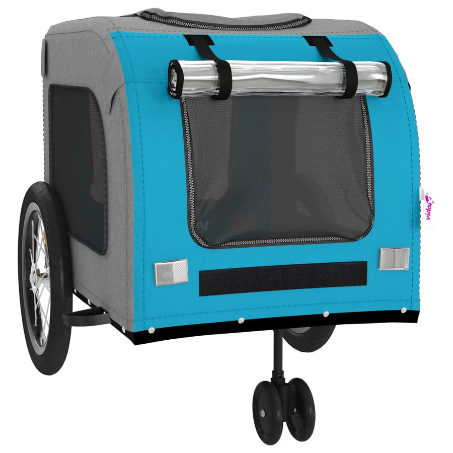 Hondenfietstrailer oxford stof en ijzer blauw en grijs 63 x 121 x 65 cm Blauw