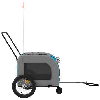 Hondenfietstrailer oxford stof en ijzer blauw en grijs 63 x 121 x 65 cm Blauw