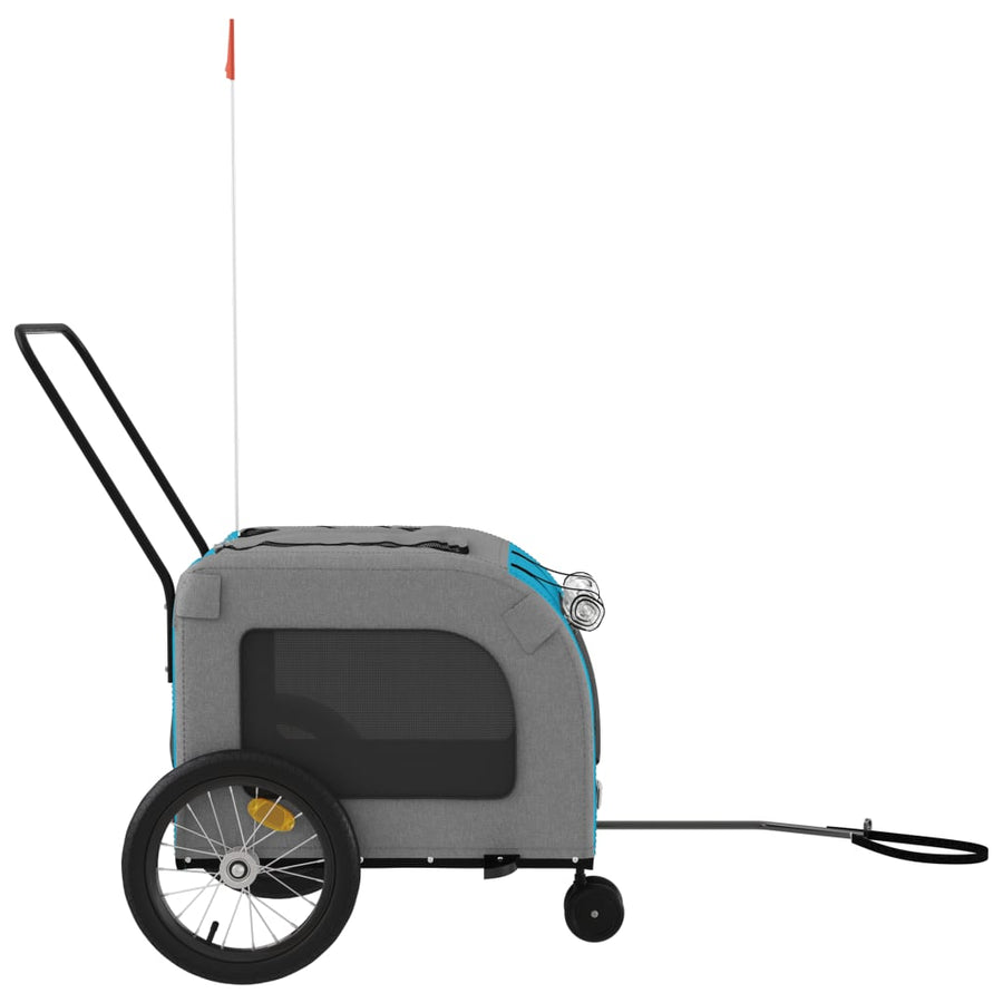 Hondenfietstrailer oxford stof en ijzer blauw en grijs 63 x 121 x 65 cm Blauw