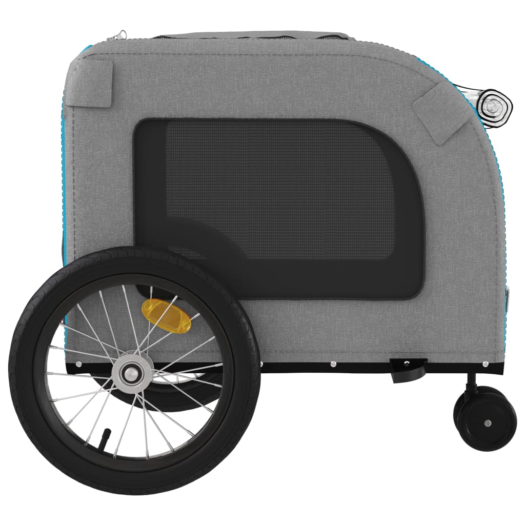 Hondenfietstrailer oxford stof en ijzer blauw en grijs 63 x 121 x 65 cm Blauw