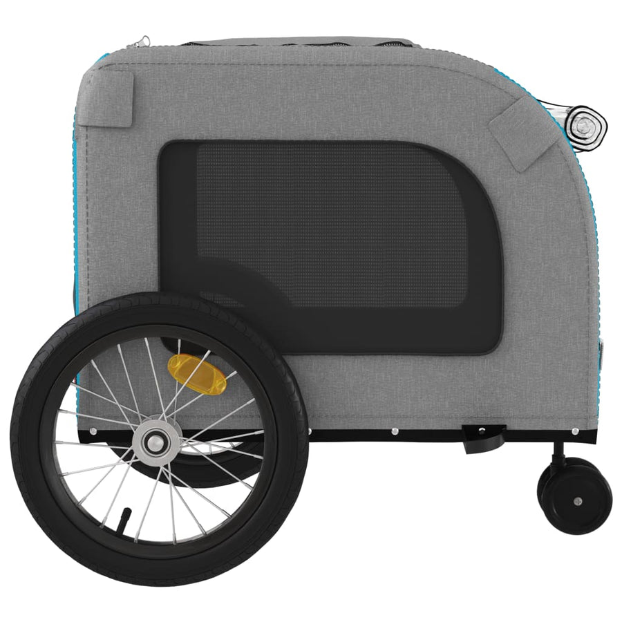 Hondenfietstrailer oxford stof en ijzer blauw en grijs 63 x 121 x 65 cm Blauw