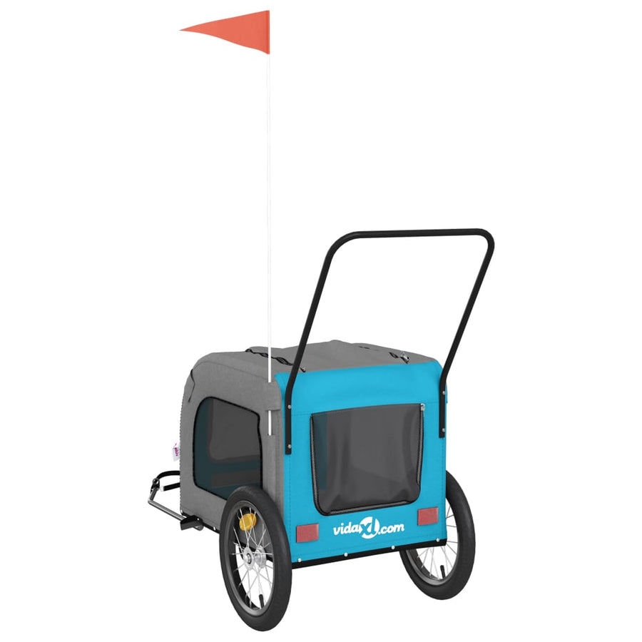 Hondenfietstrailer oxford stof en ijzer blauw en grijs 63 x 121 x 65 cm Blauw