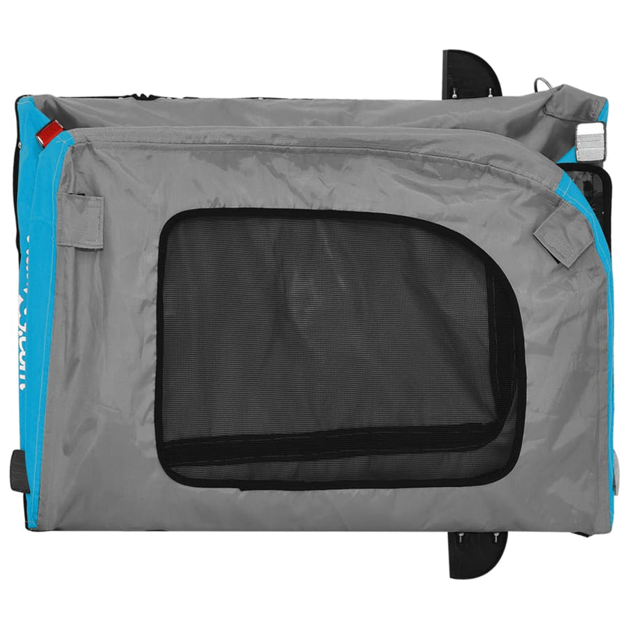 Hondenfietstrailer oxford stof en ijzer blauw en grijs 63 x 121 x 65 cm Blauw
