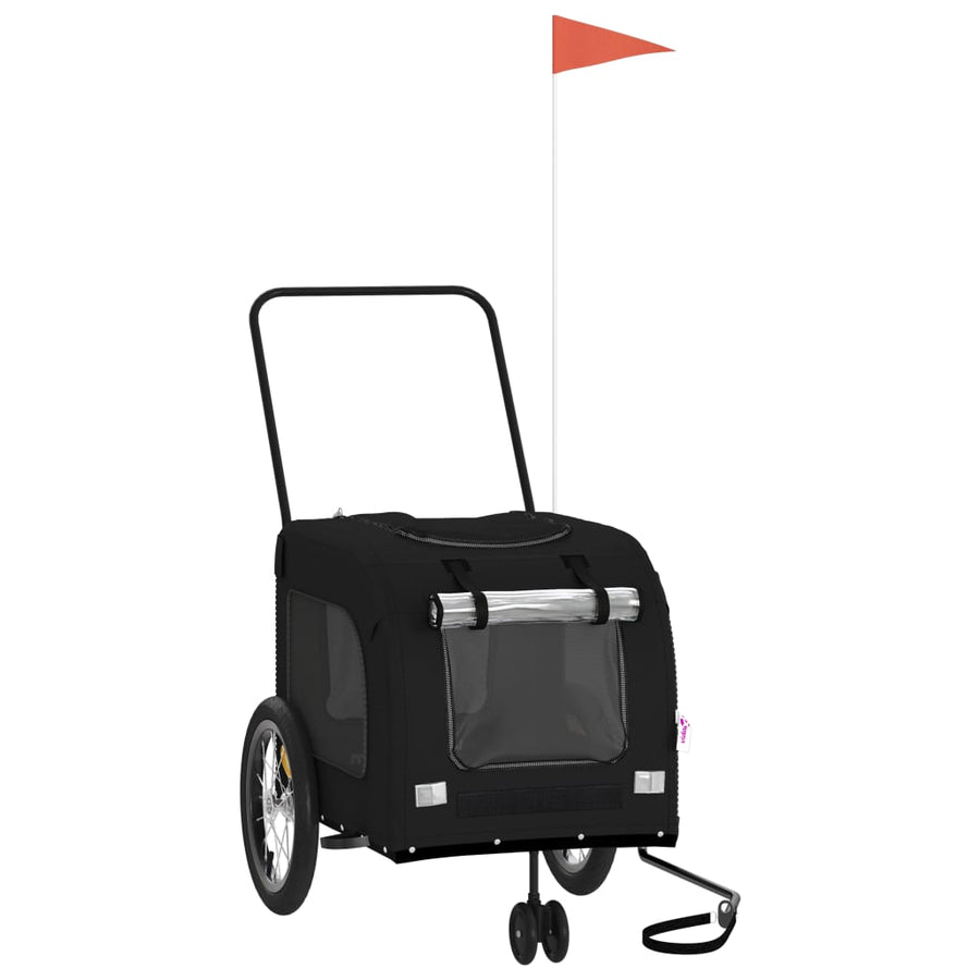 Hondenfietstrailer oxford stof en ijzer zwart 63 x 121 x 65 cm Zwart