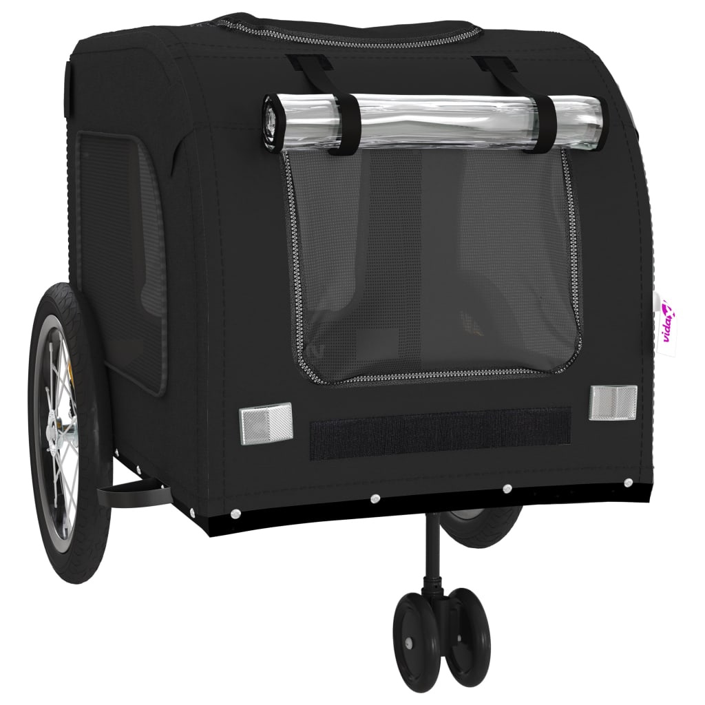 Hondenfietstrailer oxford stof en ijzer zwart 63 x 121 x 65 cm Zwart