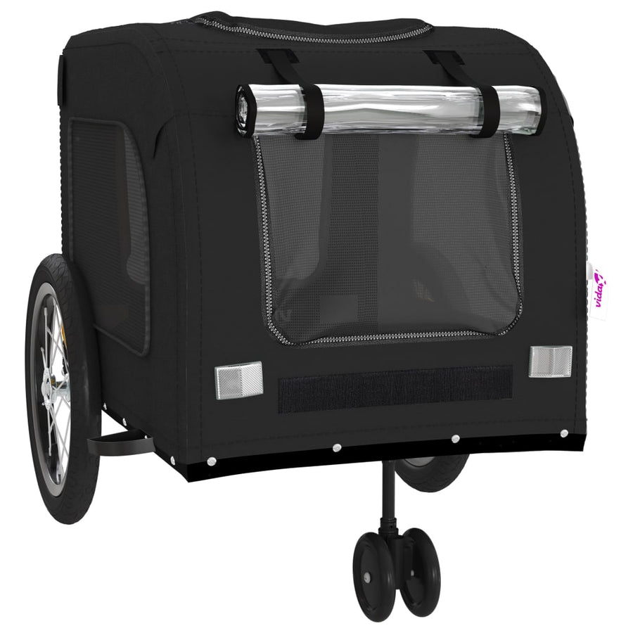 Hondenfietstrailer oxford stof en ijzer zwart 63 x 121 x 65 cm Zwart