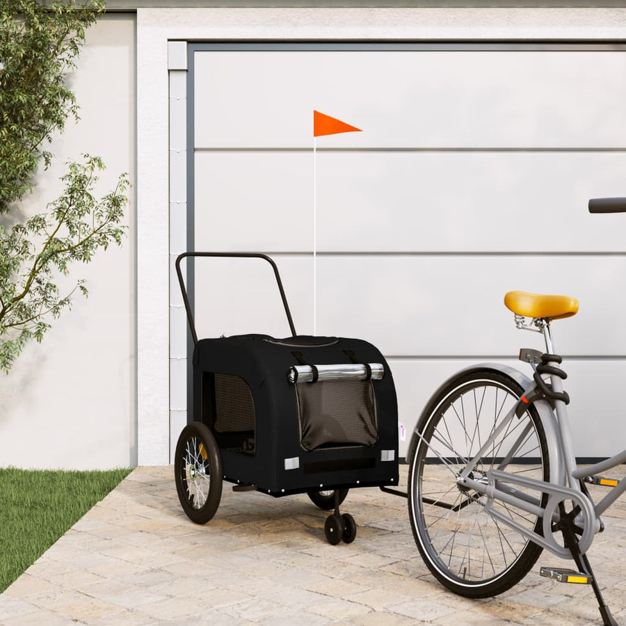 Hondenfietstrailer oxford stof en ijzer zwart 63 x 121 x 65 cm Zwart