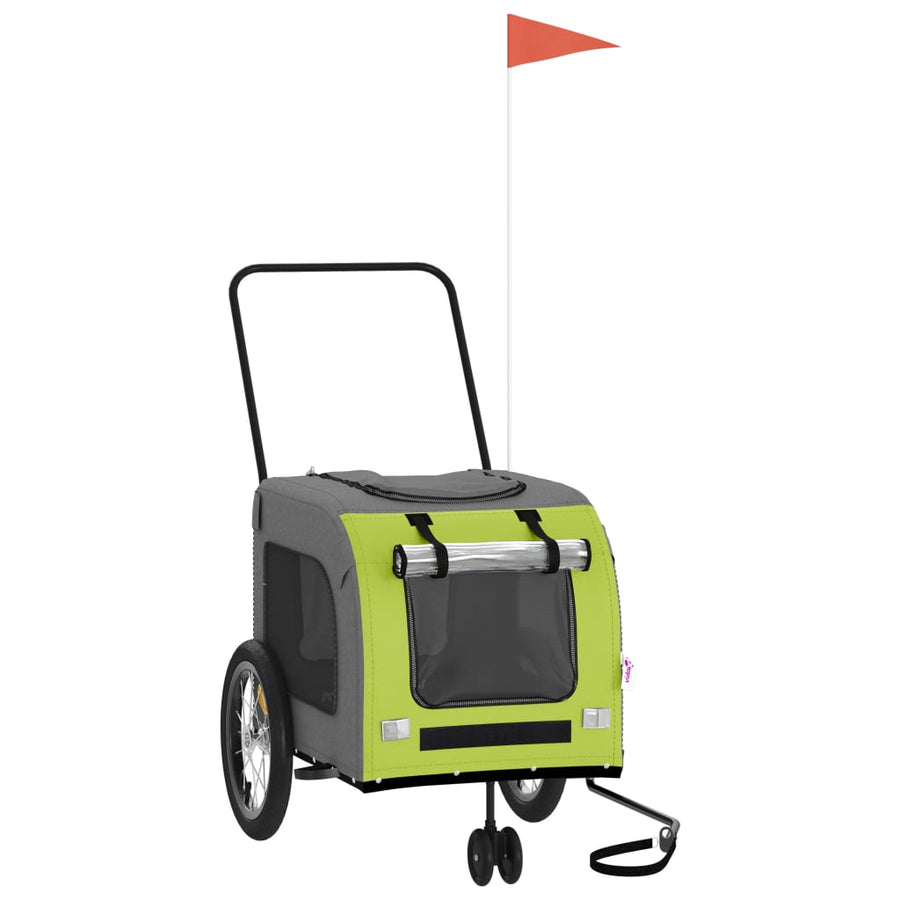 Hondenfietstrailer oxford stof en ijzer groen en grijs 63 x 121 x 65 cm Groen
