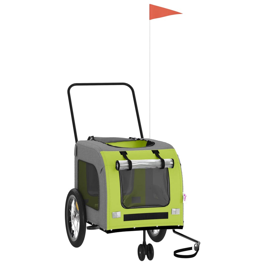Hondenfietstrailer oxford stof en ijzer groen en grijs 63 x 121 x 65 cm Groen