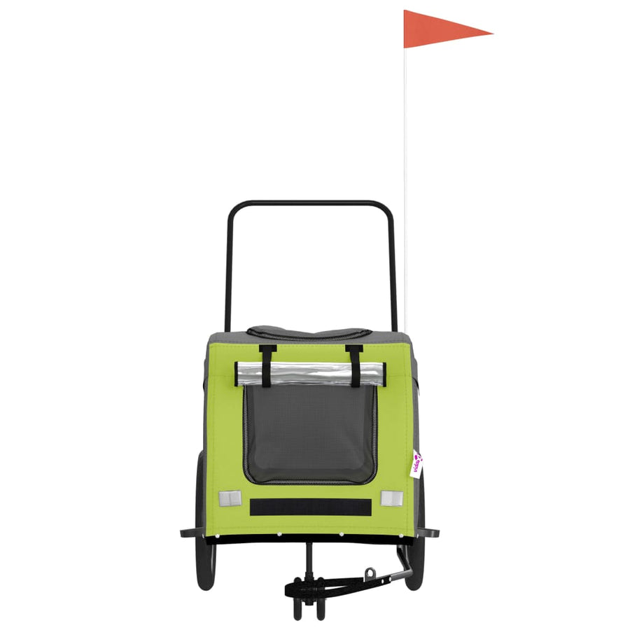 Hondenfietstrailer oxford stof en ijzer groen en grijs 63 x 121 x 65 cm Groen