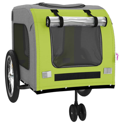 Hondenfietstrailer oxford stof en ijzer groen en grijs 63 x 121 x 65 cm Groen