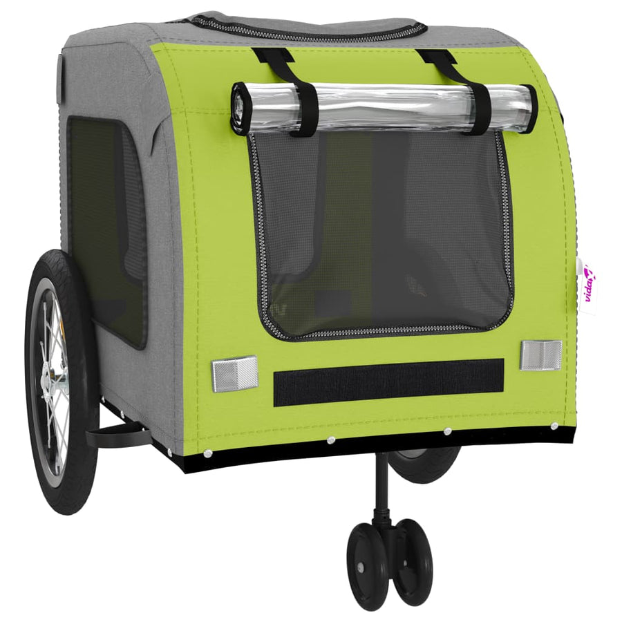 Hondenfietstrailer oxford stof en ijzer groen en grijs 63 x 121 x 65 cm Groen
