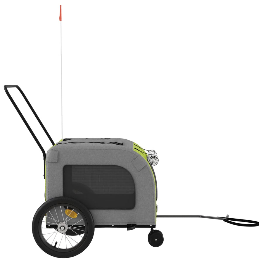 Hondenfietstrailer oxford stof en ijzer groen en grijs 63 x 121 x 65 cm Groen