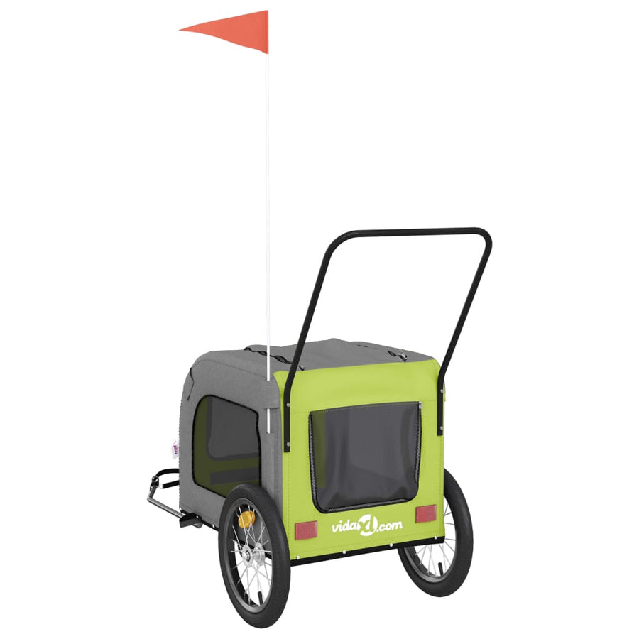 Hondenfietstrailer oxford stof en ijzer groen en grijs 63 x 121 x 65 cm Groen