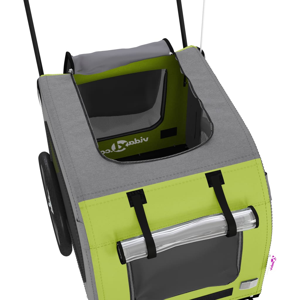 Hondenfietstrailer oxford stof en ijzer groen en grijs 63 x 121 x 65 cm Groen