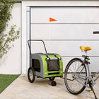 Hondenfietstrailer 63x121x65 cm groen grijs