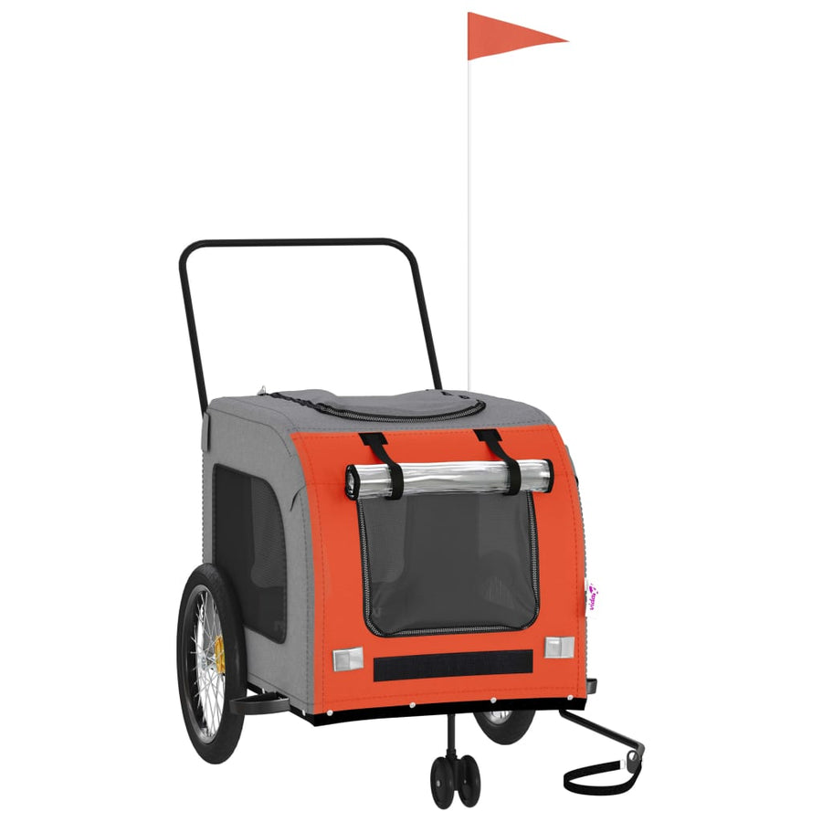 Hondenfietstrailer oxford stof en ijzer oranje en grijs 68 x 134 x 73 cm orange