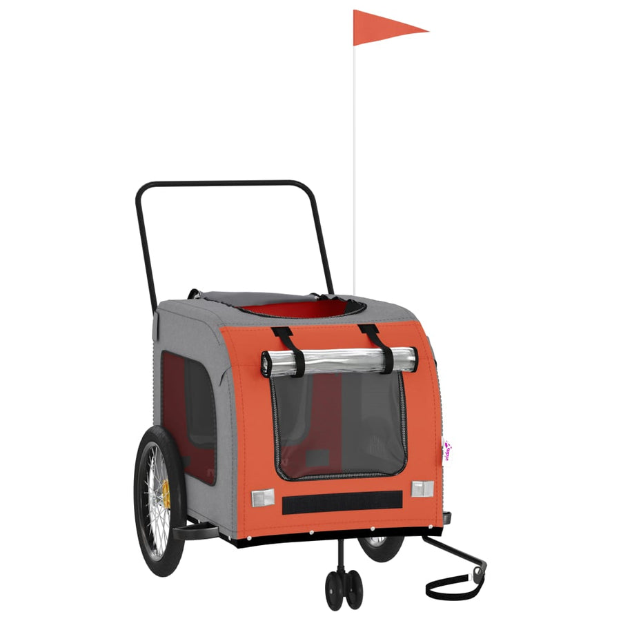 Hondenfietstrailer oxford stof en ijzer oranje en grijs 68 x 134 x 73 cm orange