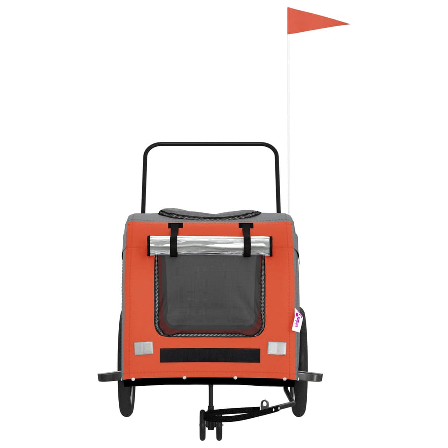 Hondenfietstrailer oxford stof en ijzer oranje en grijs 68 x 134 x 73 cm orange