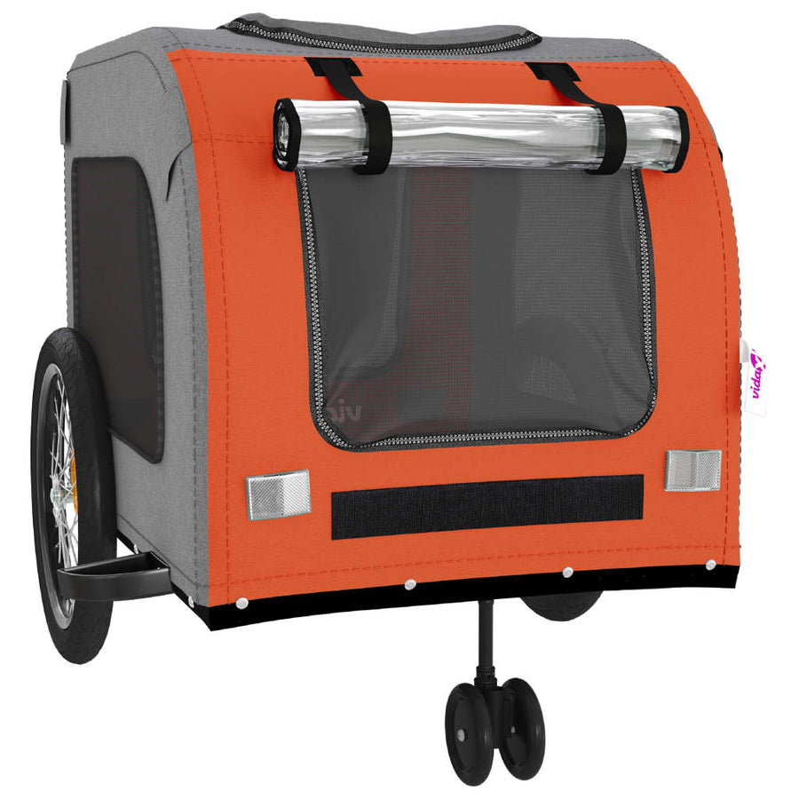 Hondenfietstrailer oxford stof en ijzer oranje en grijs 68 x 134 x 73 cm orange